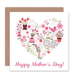 Wee Blue Coo Mother's Day Pretty Pink Stuff Floral Flower Bird Love Heart Art Greeting Card