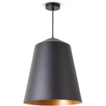 Paco Home - Suspension Salon Lampe Suspendue Table Cuisine Abat-Jour Design Industriel Lampe à suspension - Noir, Or (Ø36.5 cm)