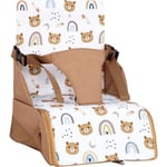 Rehausseur nomade - TINEO - 30 x 28 x 13 cm - Ultra Compact - Camel / Oursons