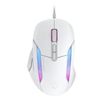 Turtle Beach Kone II - Souris Gaming RGB Ergonomique Filaire, Capteur Optique 26000 DPI, Interrupteurs Optiques 100 M de Clics, 23 Entrées Personnalisables, Molette 4D, Patins en PTFE Pur - Blanc