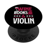 Livres sur le vin et le violon rouge PopSockets PopGrip Adhésif