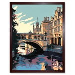 Bridge of Sighs Cambridge University on Cam River Art Print Framed Poster Wall Decor 12x16 inch