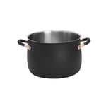 Meyer Accent Stainless Steel Stock Pot 7.6L/24cm - Black Stock Pot Induction Suitable with Easy Pour Rim, Ceramic Non Stick Exterior & Heat Resistant Handles, Durable Cookware