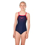 Speedo Gala Logo Muscleback Maillot de Bain Fille Navy/Psycho Red FR : XS (Taille Fabricant : 28 (FR 10))