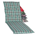 Beo Coussin pour Chaise Longue de Jardin, résistant aux UV, fabriqué en UE Selon la Norme Öko-Tex Standard, Lavable, avec Bande de Maintien, Coussin Respirant pour Chaise Longue à Carreaux Turquoise