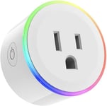 Älykäs pistoke, jossa RGB-himmennettävä LED-valotuki Alexa Echo Google Assistant Voice Control Wi-Fi 2.4G Connection App Kaukosäädin Ajastin Aikataulu ETL-sertifioitu 10A pistorasia