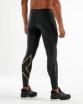 2Xu Mens FORCE COMPRESSION TIGHTS Black/Gold Nylon - Size Small (Long)