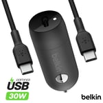 Belkin Car charger USB-C 30W USB-C cable included, Black