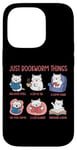 Coque pour iPhone 14 Pro Just Bookworm Things Adorable chat pour amoureux de la lecture