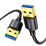 UGREEN Data Câble USB 3.0 Type A Mâle vers Mâle Câble Double USB SuperSpeed pour Disque Dur Boîtier Externe, DVD, Refroidisseur PC Portable et Lecteur Blu Ray (3M)