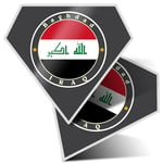 2 x Diamond Stickers 10 cm  - Iraq Baghdad Flag Travel Stamp  #5620