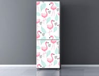 Oedim Flamants roses en vinyle pour réfrigérateur - 185 x 70 cm - Adhésif résistant et facile à appliquer - Autocollant décoratif au design élégant - Multicolore