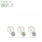 LED Glödlampa E27 1W - 230V, Koltråd, Varmvit, Klar, Spectrum, 3-pack - Dimbar : Inte dimbar, Kulör : Varm