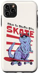 Coque pour iPhone 11 Pro Max Just Skate Fun Planche de skateboard rétro Motif chat Rouge