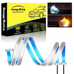 YONGMING Étanche Feux diurnes 45CM 12V Flexible DRL LED Bandes Lumineuses Clignotants pour Phare De Voiture Double Couleur Blanc Conduite Ambre Séquence Exécution ，Pack de 2 PCS