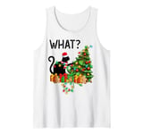 Cat What Xmas Lighting Black Cat Pushing Christmas Tree Tank Top