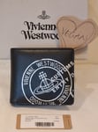 Vivienne Westwood Black Vegan DEPOT Billfold Wallet Orb Logo ID Window Brand New