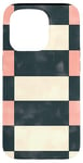 Coque pour iPhone 15 Pro Motif damier rose et beige rétro