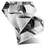 2 x Diamond Stickers 10 cm BW - Coffee Machine Cafe Restaurant  #42712