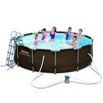 Piscine tubulaire amovible Bestway Power Steel Design en Rotin 427x122 cm Filtre à cartouche de 3.028 litres/heure