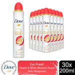 Dove Advanced Care Go Fresh AntiPerspirant Spray Peach & White Blossom, 30x200ml