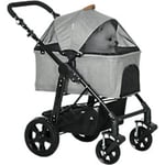 PawHut Dog Stroller Detachable Adjustable Handlebar Grey