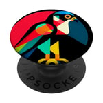 Illustration géométrique minimaliste faucon pèlerin oiseau PopSockets PopGrip Interchangeable