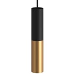 Creative Cables - Suspension avec câble textile et double abat-jour Tub-E14 Sans ampoule - Noir - Bronze satiné - Non - Sans ampoule