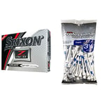 Srixon Men's Z-Star XV Golf Balls, One Dozen (2017 Version) & PTS Unisex Golf Tees, Golf Tees, Bag of 75 Tees UK