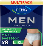 TENA Men Premium Fit Level 4 Pants - L/XL - Case - 3 Packs of 8 Total 24 Pants