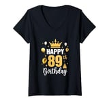 Womens Happy 89Th Birthday Idea For 89 Years Old Man And Woman V-Neck T-Shirt