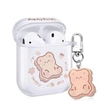 Coque de Protection pour AirPods 1/2e génération avec Un Adorable Ours de Dessin animé, Softshell est Transparent et Facile à Transporter