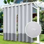 Rideaux d'extérieur Imperméables, Rideau Occultant Isolant Thermiques pour Pergola, Cabanon Jardin Exterieur, Gazebo(Platine+Gris,2 PCS, 52" Wx84 L)