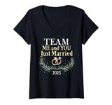 Womens Just Married Wedding Newlywed Couples Marriage Engagement V-Neck T-Shirt