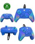 Manette Xbox One - X-S + Pc Officielle Microsoft Filaire 3m Blue Afterglow Wave Led