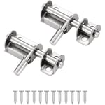 Ahlsen - 2 Pcs Loquet Porte Targette Acier Inoxydable Mini Verrou de Baie Coulissante Convient aux portes de jardin fenêtres entrepôts (Argent)