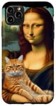 Coque pour iPhone 11 Pro Max Mona Lisa tenant un chat Portrait d'art Peinture Kitty Cat