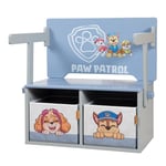 roba Banc Pliable Paw Patrol + 2 Boîtes de Rangement Réversibles - Convertible en Table pour Enfants - Convient à Partir de 18 Mois - Bois Gris/Bleu