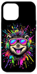 iPhone 12 Pro Max Hedgehog with Headphones Popart Rainbow Cute Hedgehogs Case