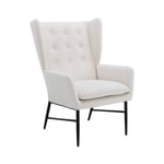 Wahson Office Chairs - Fauteuil Relax Scandinave en Velours avec Pieds Métal Chaise Salon Rembourés avec Accoudoirs pour Salon, Beige