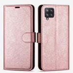 Case Collection for Samsung Galaxy A12 Phone - Premium Leather Folio Flip Cover | Magnetic Closure | Kickstand | Money and Card Holder Wallet | Compatible with Samsung A12 Case Rose Gold