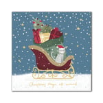 Pack of 8 Santa Cat In A Sleigh Samaritans Charity Christmas Cards Xmas Cards