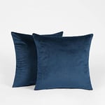 Sienna Lot de 2 Housses de Coussin en Velours Mat en Peluche Douce pour Chaise, canapé, lit, décoration d'intérieur, Bleu Marine, 45 x 45 cm