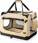 lionto Caisse de Transport Pliable pour Chien Voiture Box Sacoche, (XXL) 90x61x65 cm Beige