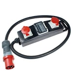 as - Schwabe Stromverteiler Vollgummi-Steckdosenleiste S20+ – Baustellen-Leiste mit 5-poligem CEE-Stecker 400 V, 63 A auf 2 x 5-poliger CEE-Steckdosen 400 V, 32 A – IP44 – Made in Germany I 60807