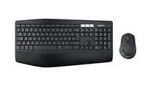 Logitech MK850 Combo Clavier et Souris sans Fil Multidispositifs, 2,4 GHz/Bluetooth, Structure Courbée, 12 Boutons Programables, Batterie Longue Durée 3 Ans, PC/Mac, Clavier AZERTY Belge - Noir