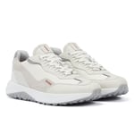 Hugo Kane Mens Mixed-Material Trainers with Faux Leather trims - White - Size UK 9