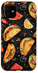 Coque pour iPhone 11 Aquarelle noire motif ethnique latino tacos Pan Dulce