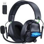 Fachixy「2024 New」FC400 Wireless Gaming Headset with Microphone for PC/PS5/PS4, Bluetooth Gaming Headphones - Fast Charge 50Hr Battery, Cool RGB Lights for Switch, Laptop, Mobile, Mac