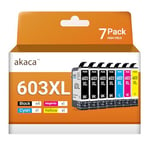 akaca 603XL Cartouches d'encre Compatibles avec Epson 603 603XL (4X Noir, 1x Cyan Magenta Jaune), pour Expression Home XP-2100 XP-3100 XP-4100 XP-4150, Workforce WF-2830 WF-2835 WF-2840